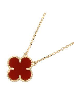 Van Cleef & Arpels Necklace Vintage Alhambra Carnelian 37.5 41.5 cm 18k